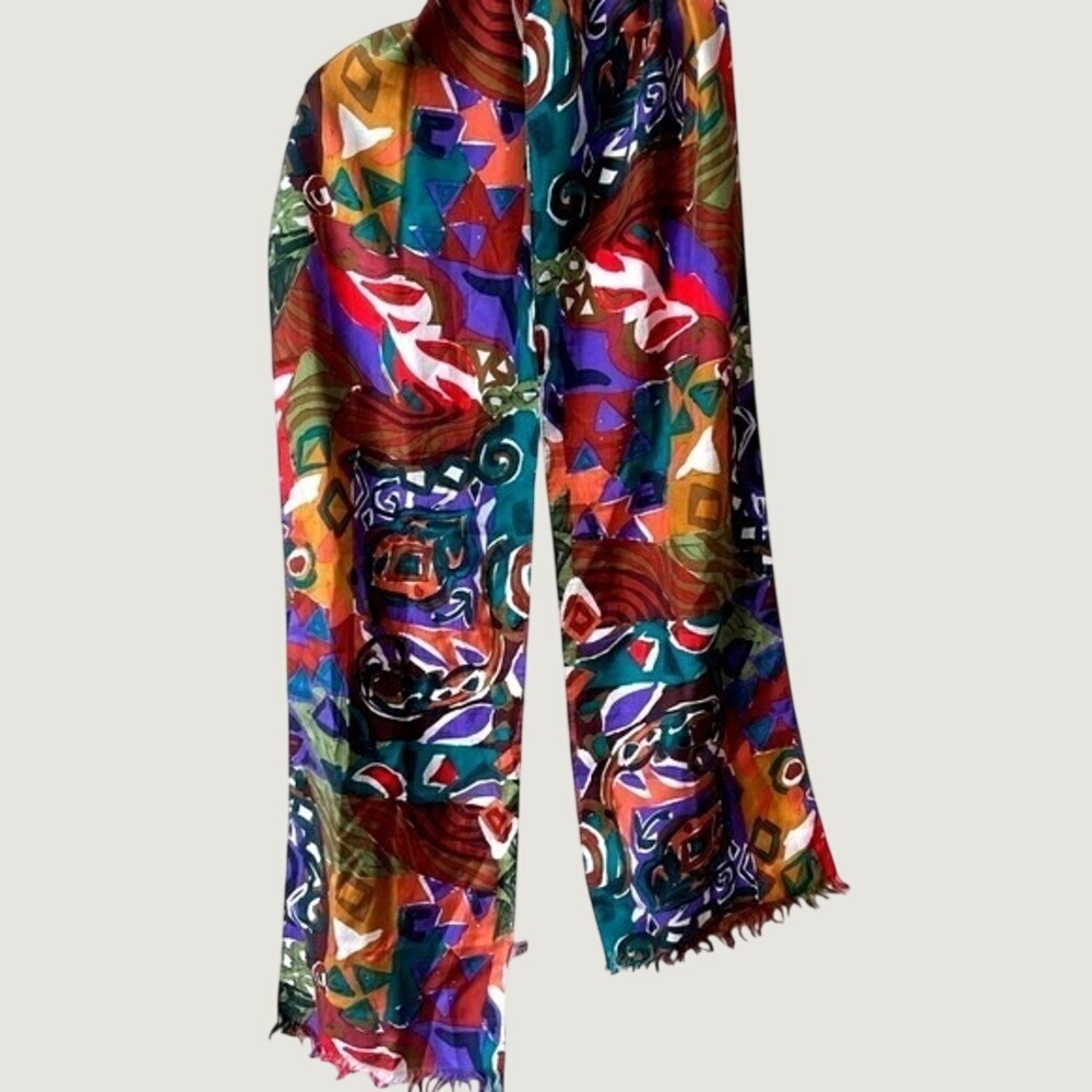 Vintage Compagnie Internationale Express Silk Scarf Abstract Y2K Art Deco